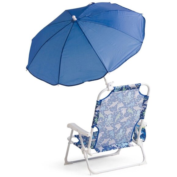 TOMMY BAHAMA Beach Chair 3-6 Years Sea Life Blue Foldable Umbrella Cup Holder - Picture 8 of 9